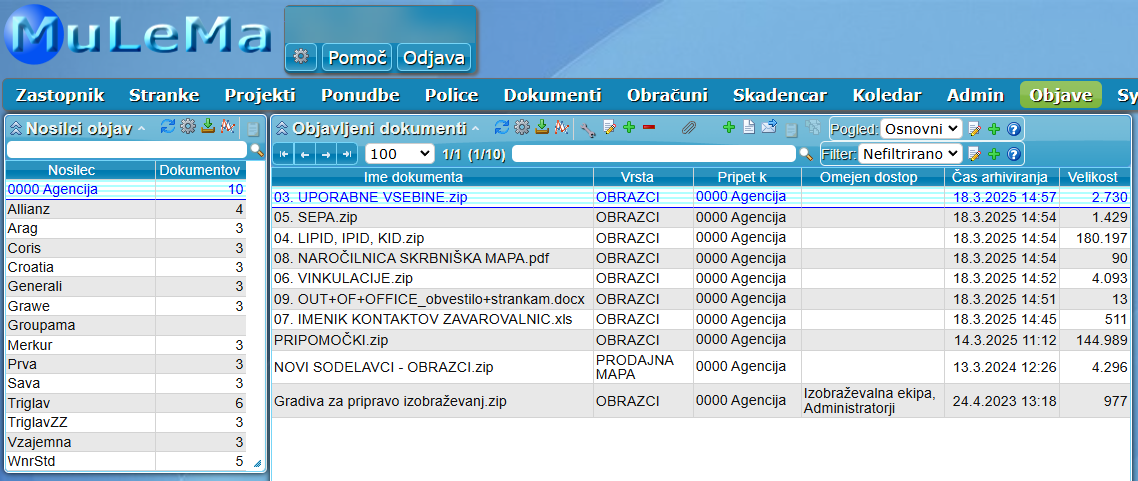Zavihek objave