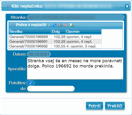 Evidentiranje klica
